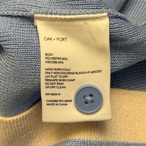 (NWOT) OAK + FORT Pastel Blue/Pale Yellow Preppy Cropped Knit Polo Top Size S-P - Picture 3 of 6